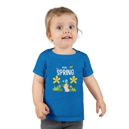 Hello Spring Toddler T-Shirt — Cute Bunny & Flowers Springtime Tee